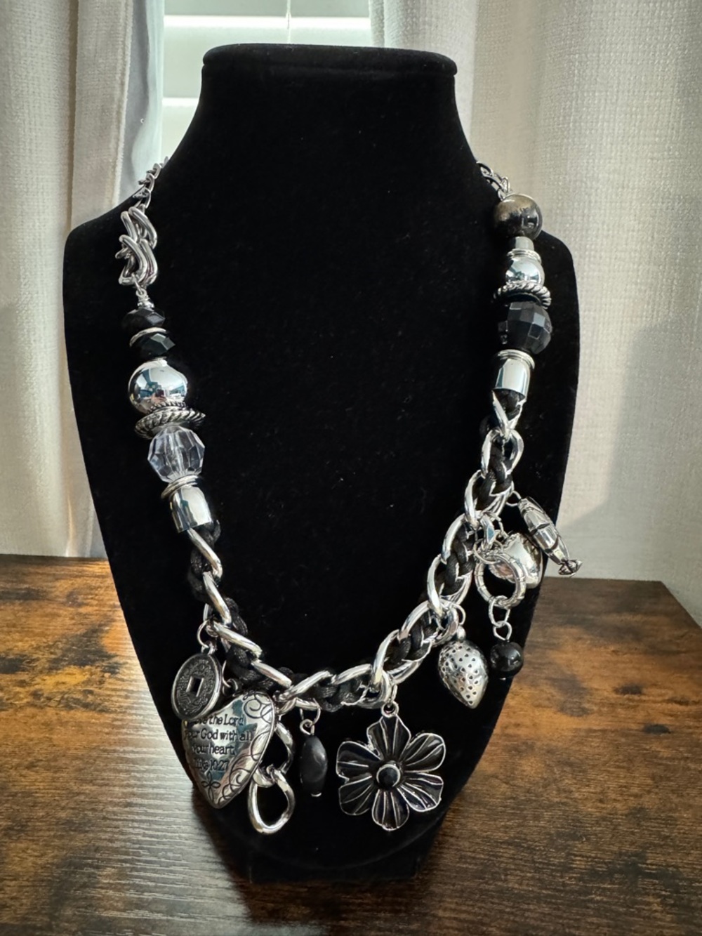 Paparazzi Silver-Tone Charm Statement Necklace and Matching Earrings